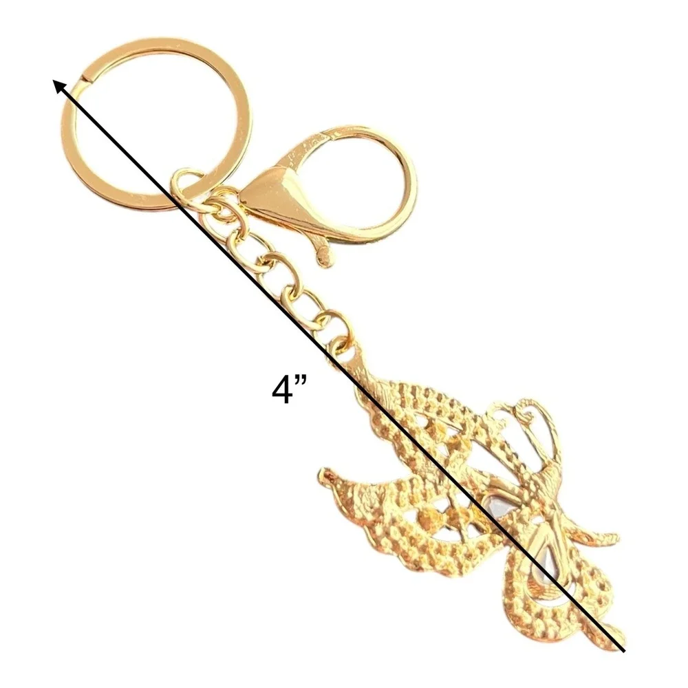 Women's Gold Blue Butterfly Key Chain 4